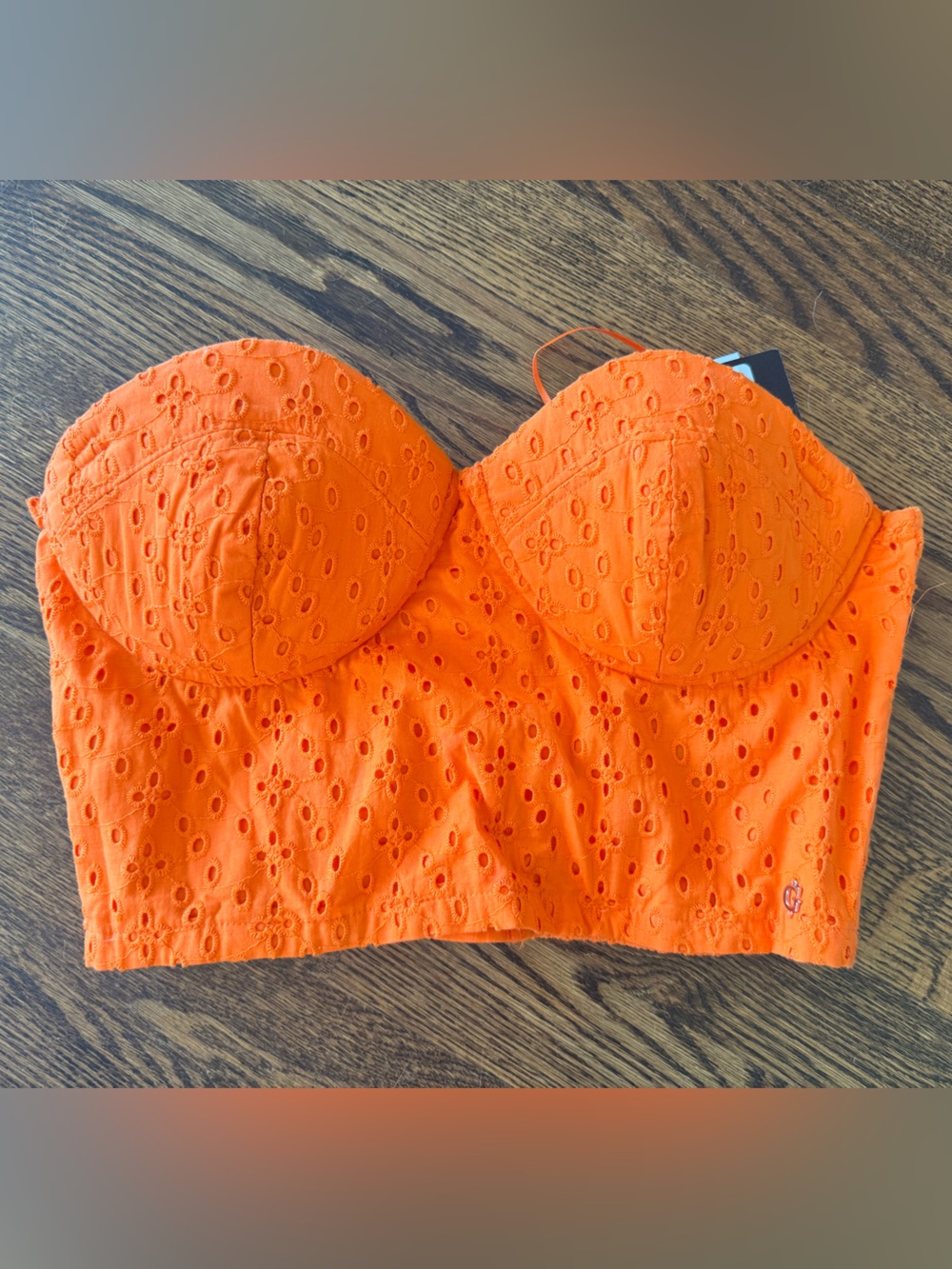 NWT Guess orange corseted strapless top small